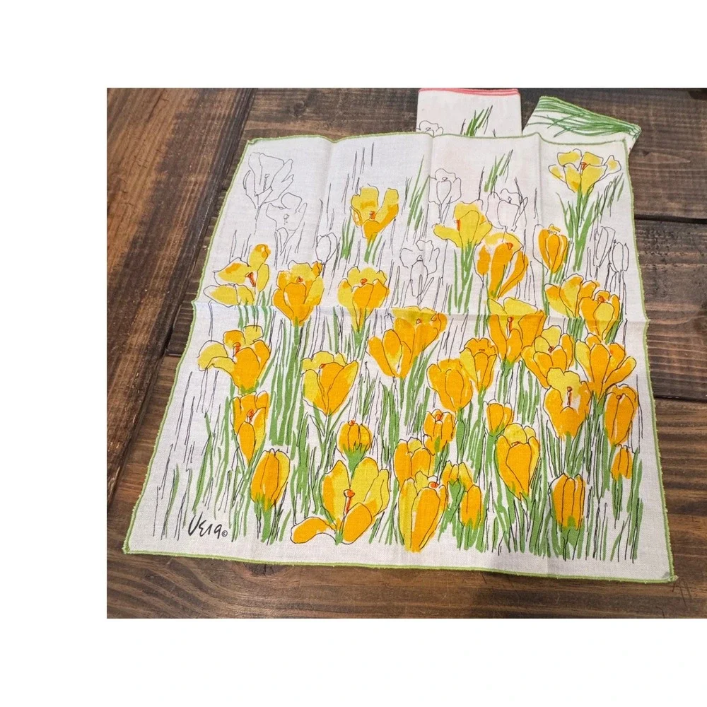 Vera Neumann Napkins Multicolor Vintage Floral Herb Botanical Set of 3